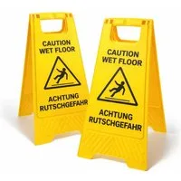 BAYLI Warnschild 2er Set Warnschild Achtung Rutschgefahr bei Nässe 620x305x28mm – Klapp