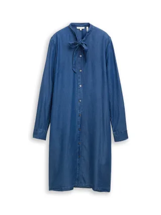 Tom Tailor - Jeanskleid mit Schleifen-Detail blue denim dark wash - Gr. - 38