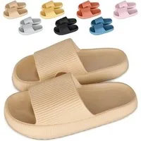 HoyoLee Hausschuhe EVA Superweich Rutschfest Badeschuhe Schlappen Damen Khaki Hüttenschuhe Badeschuhe Herren Damen Slipper Schlappen Wolke rutschfeste Flip Flops