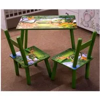 HTI-Line Kindersitzgruppe Kindertischgruppe Dinos, (Set, 3-tlg., 1 Tisch, 2 Stühle), Kindertisch Kinderstuhl Kindermöbel