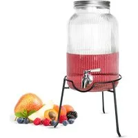 Sendez Getränkespender 5 Liter mit Zapfhahn aus Edelstahl Ständer Saftspender Dispenser, Getränkespender 5 Liter mit Zapfhahn aus Edelstahl Ständer