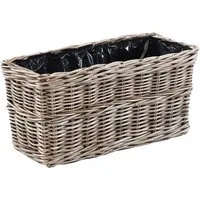 Kobolo Pflanzkübel Blumenbank Balkonkasten Blumenkasten LAURO Rattan (1 Stück)