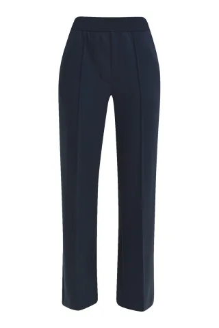 Milano Italy - wideleg pants with elastic at back waist and french pockets navy - Gr. - XL