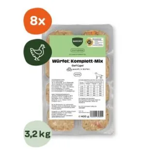 BARFER'S Würfel: Komplett-Mix Geflügel 8x400 g