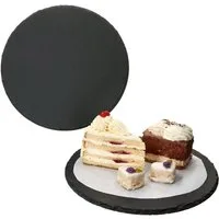 MamboCat Servierplatte 2x Schieferplatten rund Ø30cm Untersetzer Pizza-Teller Servierplatte, Schiefer