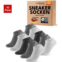 sockenkauf24 Sneakersocken Premium Sneaker Socken Herren & Damen mit Komfortbund ohne Gummidruck (Grau/Anthrazit, 10-Paar, 35-38) atmungsaktive gekämmte Baumwolle, ohne Naht, Exclusive Line