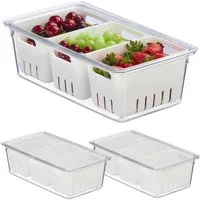 relaxdays Frischhaltedose Kühlschrank Organizer 3er Set, Kunststoff
