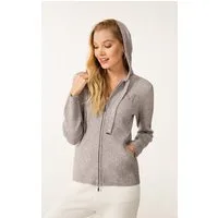 Passioni Kapuzenstrickjacke mit Glitzer-Schriftzug