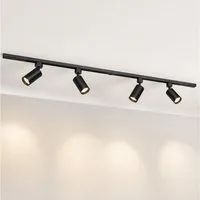 Rosnek Schienensystem-Sets LED Schienensystem 1,5 m mit 4 GU10 Spots, 3000 K, schwarz, 28 W, LED wechselbar, warmweiß, Schienenbeleuchtung 4-flammig, 360° drehbar, 2800 lm, erweiterbar