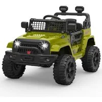 GarveeMore Elektro-Kinderauto Elektroauto für Kinder mit 2,4 GHz Fernbedienung, Federung,LED-Lichter, Bluetooth, 2 Geschwindigkeiten