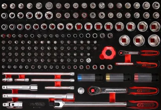 KS Tools 1-4'' + 1-2'' Steckschlüssel-Satz in Schaumstoffeinlage, 167-tlg - 811.0167