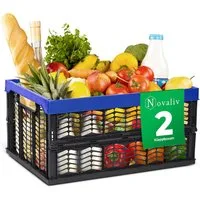 Novaliv Klappbox 19662-2xStuck, Klappboxen faltbar stabil 2x 30L Blau Schwarz baskets Einkaufskiste Kl