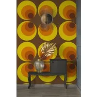 A.S. Création Vliestapete Retro Chic Vliestapete Retro-Tapete mit Vintage Muster Braun Orange, strukturiert, Strukturmuster, (1 St), Mustertapete mit Kreisen und Punkten im Retro-Stil Gelb Wohnzimmer