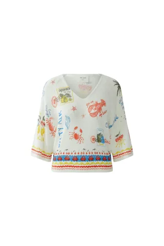 Oui - Pullover white red - Gr. - 46