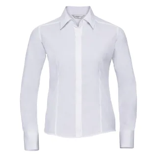 Russell Collection - Hemd Pflegeleicht für Damen Langärmlig (Weiß)