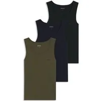 BOSS Tanktop 3P RibClassic BOSS ONE Ton in Ton Stickerei auf der Brust