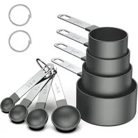 Bundviel Bestecklöffel 8-teilige Messbecher und Löffel im Set, Edelstahl&Kunststoff