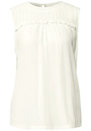 Street One Studio - Top mit Mesh-Detail weiß - Gr. - 36