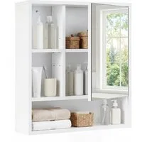 COSTWAY Hängeschrank Spiegelschrank, Badschrank mit verstellbaren Ablagen