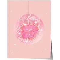 JUSTGOODMOOD Poster Disco Kugel Pink Disco Ball Retro Party Ästhetik Glitzer Spiegelball D, (1 St)