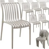 tectake Gartenstuhl Balkonstuhl, stapelbar, 47 x 58 x 80,5 cm, Belastbarkeit 110 kg (Terrassenstuhl Alcudia für Außen in Taupe, 6 St), wetterfest und UV-beständig, pflegeleicht, rutschfeste Gummischoner