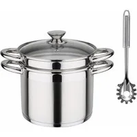 GSW Spaghettitopf Treviso, Edelstahl 18/8 (1-tlg), Induktion, 6 Liter, inkl. Pastalöffel