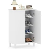 COSTWAY Schuhschrank Holz Schuhkommode mit abnehmbarem Regal 60x33,5x90cm