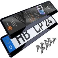 L & P Car Design Kennzeichenhalter für Auto in schwarz hochglanz Kennzeichenhalterung, (2 Stück)
