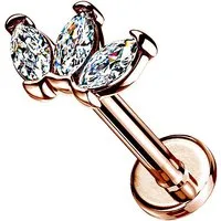 Taffstyle Piercing-Set Tragus Labret Piercing Stecker flach Kristall Marquise Rosegold 8mm (Helix Rook Lobe Daith Conch Orbital Snug Ohrring Piercing), Helix Innengewinde Ohrstecker Ohrpiercing Cartilage Knorpel Ohr Tragus
