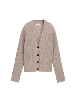 Tom Tailor - Cardigan mit Rippstruktur braun - Gr. - XL