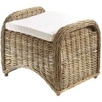 Kobolo Sitzwürfel CARDIFF Hocker Rattan grau mit Kissen H 38 cm (kubu-grey, Höhe 38cm)