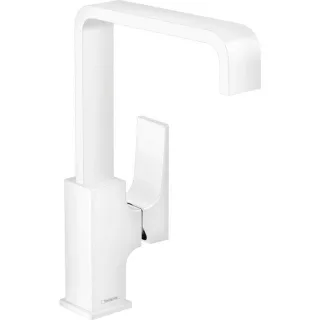 hansgrohe Metropol Waschtisch-Einhebelmischer 32511700 Ausladung 165 mm, mit Push-Open Ablaufgarnitur, mattweiß