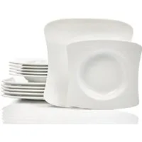 Retsch Arzberg Tafelservice Geschirr-Set SANDY (12-tlg), 6 Personen, Porzellan, Teller Set, weiß, Made in Germany, 12 Teile, für 6 Personen