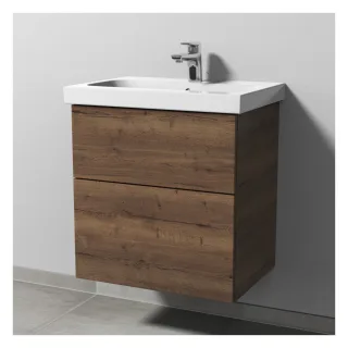 Sanipa 3way Waschtischunterbau zu Geberit iCon Light Waschtisch mit 2 Auszügen, Eiche-Tabak SM57150