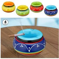 CEPEWA Aschenbecher Aschenbecher Sturmaschenbecher ´Toscana´ 4er Set Ø 11cm Keramik