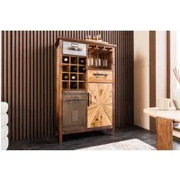 riess-ambiente Barschrank ATELIER 120cm natur - Pinienholz, Metall-Vintage-Bar, Gläseraufhängung (Einzelartikel, 1-St) Authentischer Weinregal - ideal für Küche, Esszimmer oder Loft-Wohnung