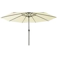 furnicato Sonnenschirm mit LED-Beleuchtung 400 cm Sandweiß, LxB: 400x400 cm