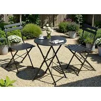 SONGMICS Balkonset Balkonmöbel, Gartenmöbel-Set, 3-teilig, 1 Klapptisch mit 2 Stühlen, wetterfest