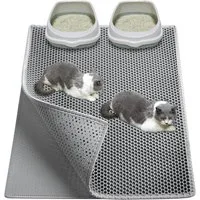 Ledander Katzenecktoilette EVA Katzenklo Matte, Doppelte Waben Design Katzenstreumatte