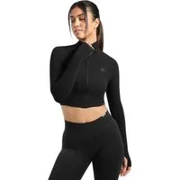 Smilodox Outdoorjacke Brianna, Cropped Laufjacke mit Stehkragen, Activewear Sport Oberteil Sportjacke Bauchfrei mit Daumenlöchern Yoga Gym Fitness Pilates