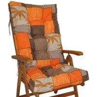 Rattani Hochlehnerauflage Polster für Gartenstuhl Hochlehner Auflage Sylva Gr. 120 x 50 cm Uniko, Material Serie Uniko Motiv Orange Blätter