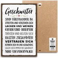 ARTFAVES Holzbild Schild mit Spruch - GESCHWISTER SIND FÜREINANDER DA - Familie, Zuhause