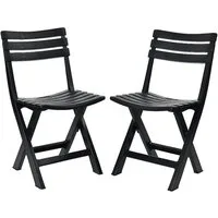 Progarden Gartenstuhl Kunststoff 78x44x42cm Anthrazit 2 er Set (Set, 2 St), UV-Beständig, Robust, Wetterfest, Made in Italy, Hochwertig