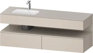 Duravit Qatego Einbauwaschtisch mit Konsolenwaschtischunterbau Taupe Matt 1600x500x600 mm - QA479508 QA4795083910010