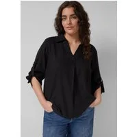 s.Oliver Kurzarmbluse Bluse Leinenmix-Bluse mit 3/4-Ärmeln und Turn-up