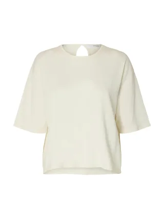 SELECTED WOMEN - SLFTOLEDO 2/4 KNIT O-NECK NOOS snow white - Gr. - S