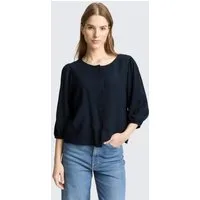 TOM TAILOR Denim Kurzarmbluse Blusen & Shirts Crinkle Bluse mit Knopfleiste