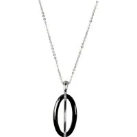 Amello Edelstahlkette Amello Ellipse Halskette silber schwarz (Halsketten, Halskette), Damen Halsketten (Ellipse) aus Edelstahl (Stainless Steel)