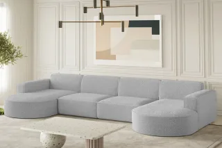 Wohnlandschaft U-Form Sofa PALMA XL in Stoff Ascot Toffee