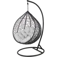 Lookway Gartensessel VIRELLA XL Stilvoller Hängestuhl mit Gestell und Kissen (1x Hängesessel-Korb mit Kissen), 200x105 cm